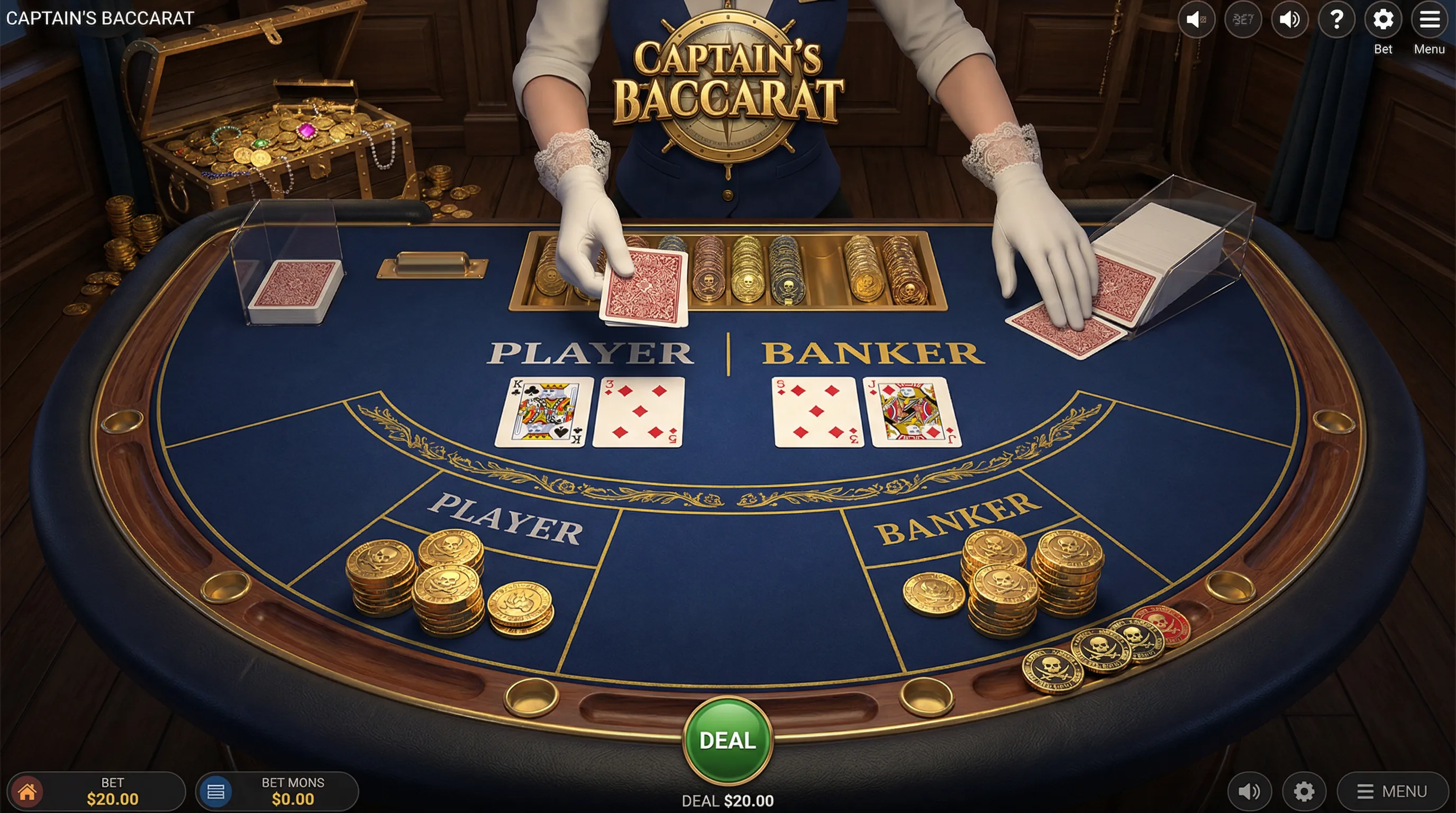 Mesa de Bacará Elegante com Tema Pirata no Cassino 567win